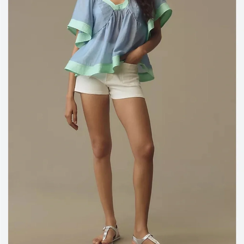 Anthropologie Colorblock Babydoll Top - Picture 1 of 8